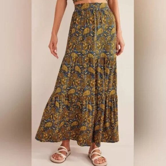 Boden Dresses & Skirts - Boden Tiered Maxi Skirt Golden Harvest Paisley Print Sz 12P